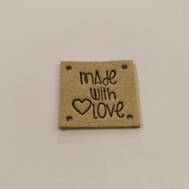 Label i imiteret lder MADE WITH LOVE Beige