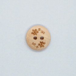 Trknap m. 2 hul - 15 mm m. blomst 