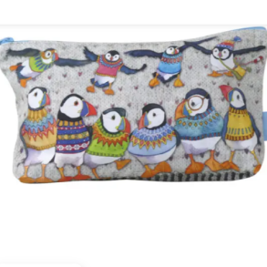 Emma Ball - Woolly Puffins - Zipped Pouch 