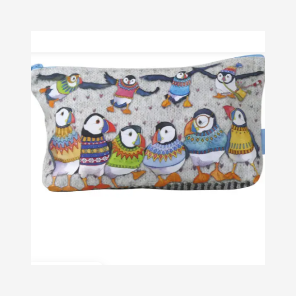 Emma Ball - Woolly Puffins - Zipped Pouch 