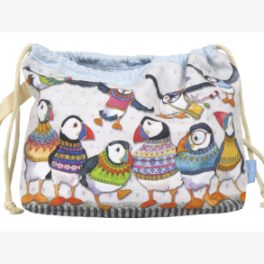 Emma Ball - Woolly Puffins - Drawstring Bag 