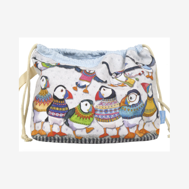 Emma Ball - Woolly Puffins - Drawstring Bag 