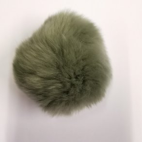 Pom Pom i kaninpels - Gr� 6 cm i diamter