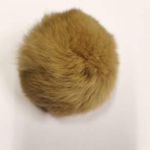 Pom Pom i kaninpels -Natur 6 cm i diamter