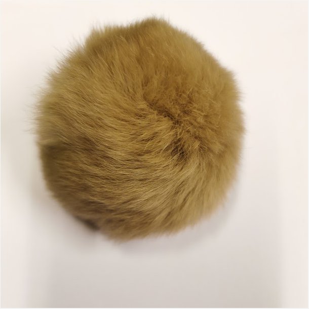 Pom Pom i kaninpels -Natur 6 cm i diamter