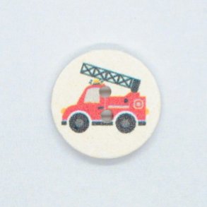 Knap Bomuld - 18 mm - Brandbil 
