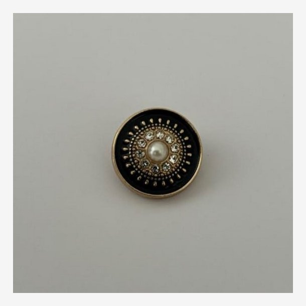 Knap m. perle i midten 18 mm 18 mm sort