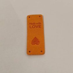 Label i imiteret lder MADE WITH LOVE (Aflang) 