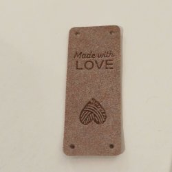 Label i imiteret lder MADE WITH LOVE (Aflang) 