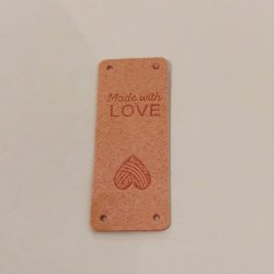 Label i imiteret lder MADE WITH LOVE (Aflang) 