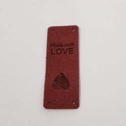 Label i imiteret lder MADE WITH LOVE (Aflang) 