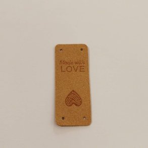Label i imiteret lder MADE WITH LOVE (Aflang) 