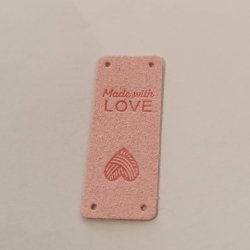Label i imiteret lder MADE WITH LOVE (Aflang) 