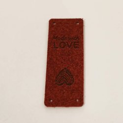 Label i imiteret lder MADE WITH LOVE (Aflang) 