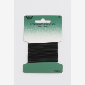 Elastic rund 1 mm sort 3 m 