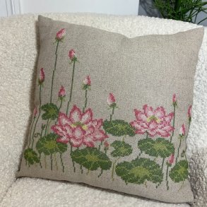 Pink Lotus Flowers Pillow - Pomp Stitch 