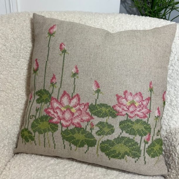 Pink Lotus Flowers Pillow - Pomp Stitch 