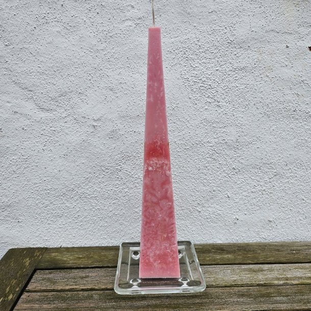 Hndstbte Stearinlys Pyramideformet lys - stor 48-50 cm 61 - Gammelrosa