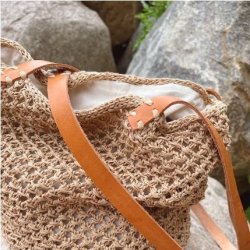 For til taske med rund bund - omkreds 68 cm Natur - PetiteKnit 