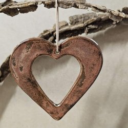 Kobberfarvet hjerte i keramik