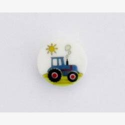 Plastikknap - Traktor m. forskellig baggrund