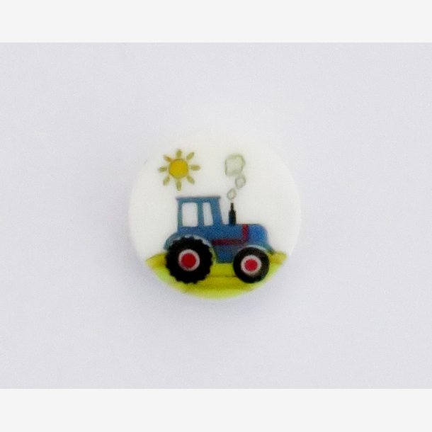 Plastikknap - Traktor m. forskellig baggrund Traktor - hvid baggrund
